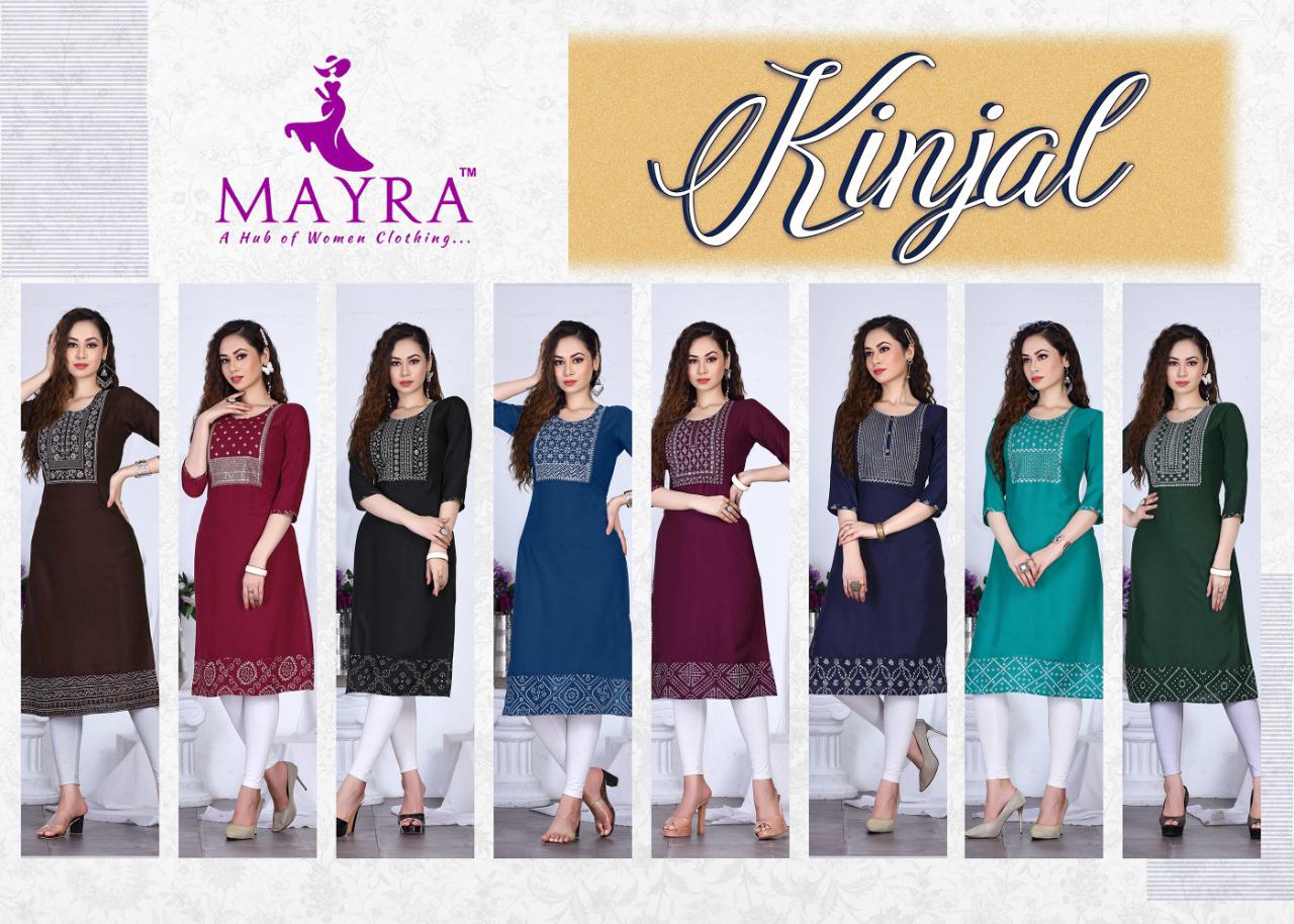 Mayra Kinjal Ethnic Wear Rayon Designer Latest Kurti Collection